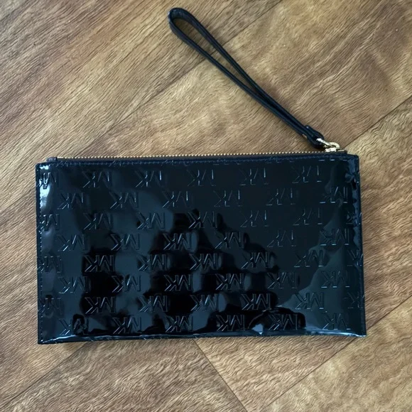 ❌Michael Kors Jet Set Zip Clutch Wristlet Glossy Black - Picture 6 of 10
